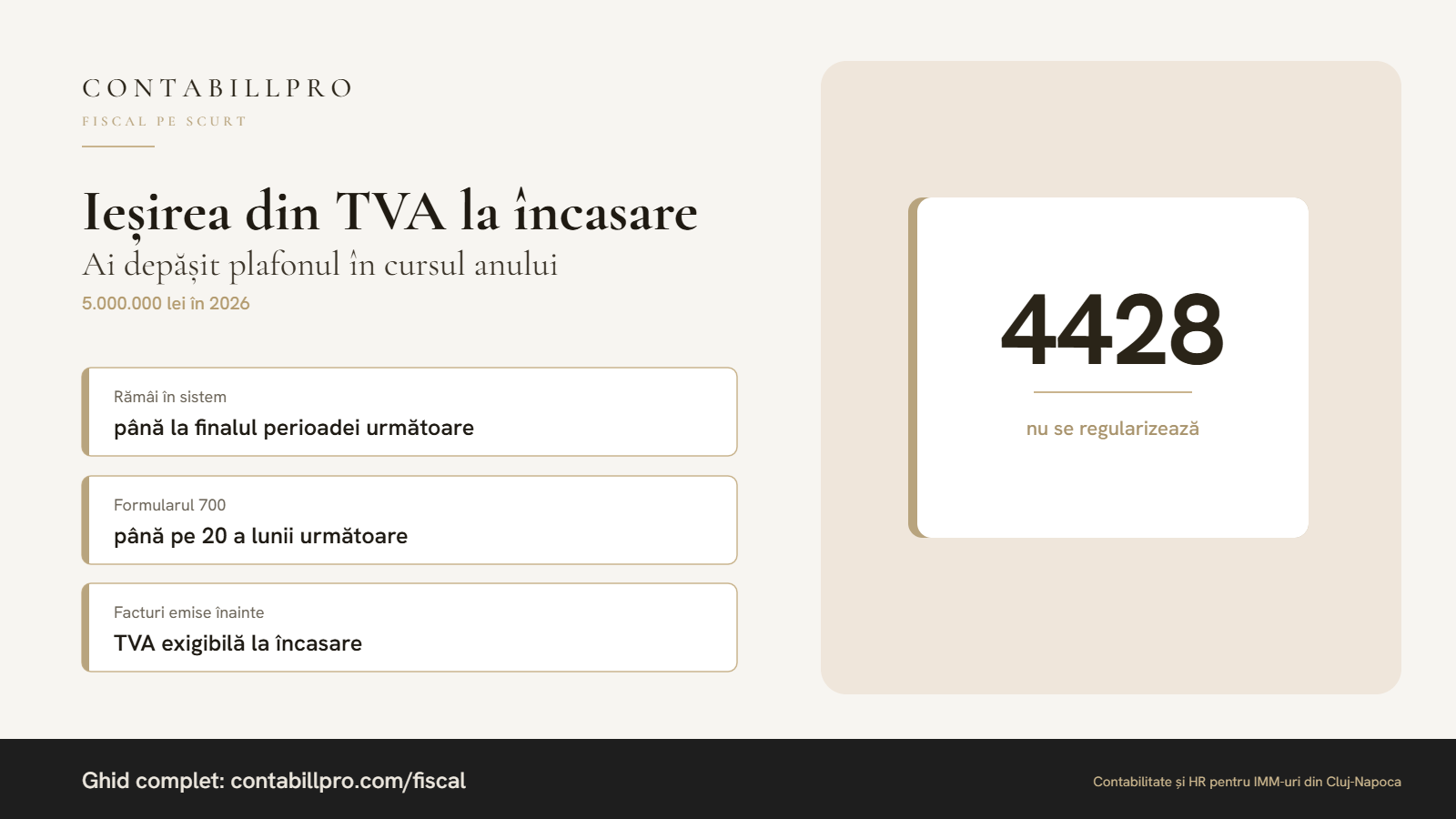Ai depășit plafonul de TVA la încasare: când ieși din sistem și ce faci cu facturile neîncasate