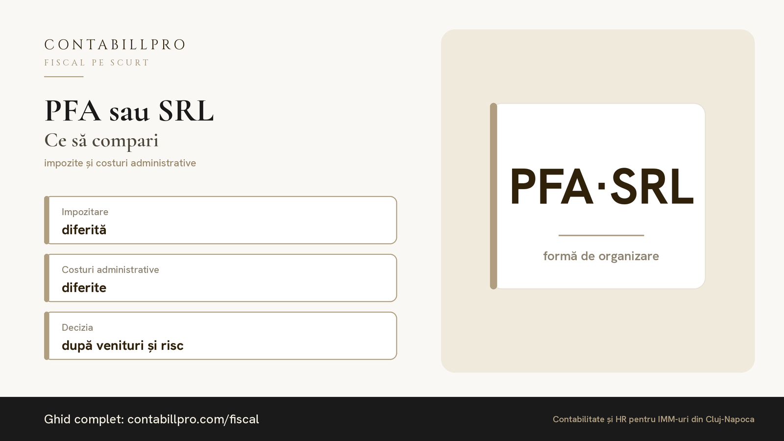 PFA sau SRL: ce schimbă pentru taxele tale